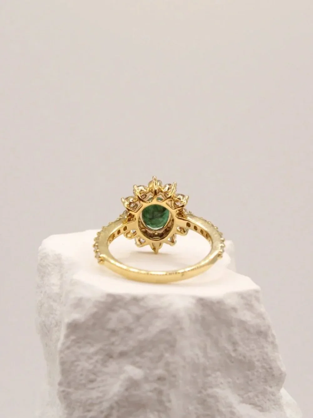 Emerald & Diamond Halo Ring